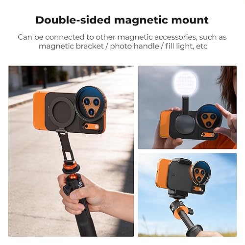 Miniatura 4 de K&F CONCEPT Adaptador de montaje de filtro magnético de doble cara con filtro CPL de 2.283 in, compatible con iPhone 17 Pro y filtros roscados