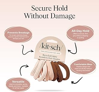Kitsch Hair Ties No Damage - Strong, Stretchy Hair Bands | Soft Nylon Ponytail Holders, Snag-Free Rubber Bands, Perfect for Updos & Braids - Rosewood, 8pcs