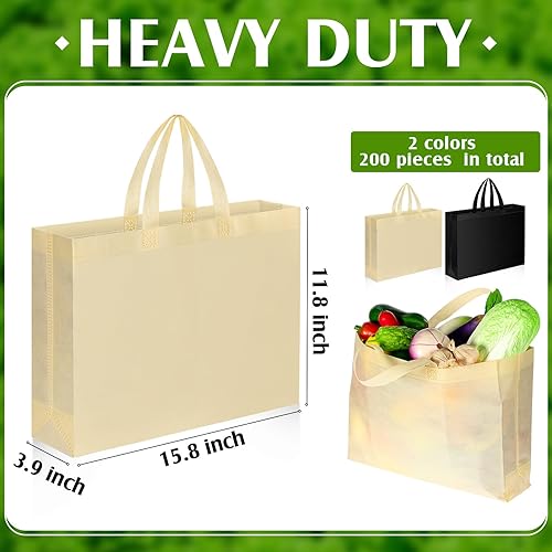Miniatura 2 de Silkfly 200 piezas no tejidas bolsa de compras grande reutilizable bolsa de compras regalo bolsas de comestibles con asas bolsa de tela en blanco