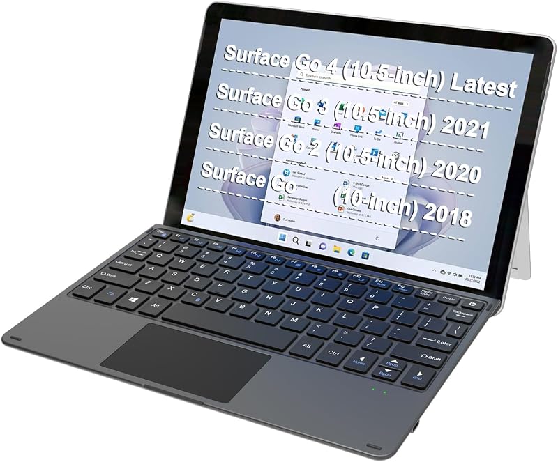 Microsoft Surface Go 10.5-inch Type Cover, Ultra-Slim Portable Bluetooth Wireless Keyboard with Touchpad for Latest Surface Go 4, 3 (2021), 2 (2020) and Built-in Rechargeable Battery