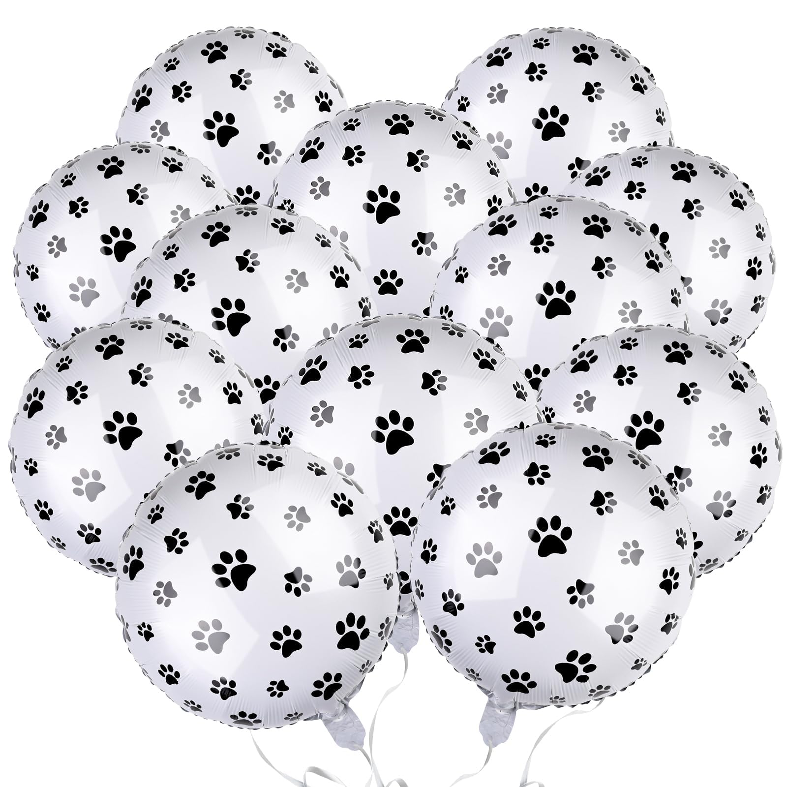12 Pcs 18 inch Dog Paw Print Aluminum Foil Balloons - Jungle Animal Patterns - Round Aluminium Foil Balloons for Zoo Themed Jungle Safari Themed