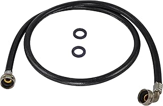 Eastman 5 ft Rubber Washing Machine Hose with Elbow, 3/4 in FHT x 3/4 in FHT, Black, 60333N