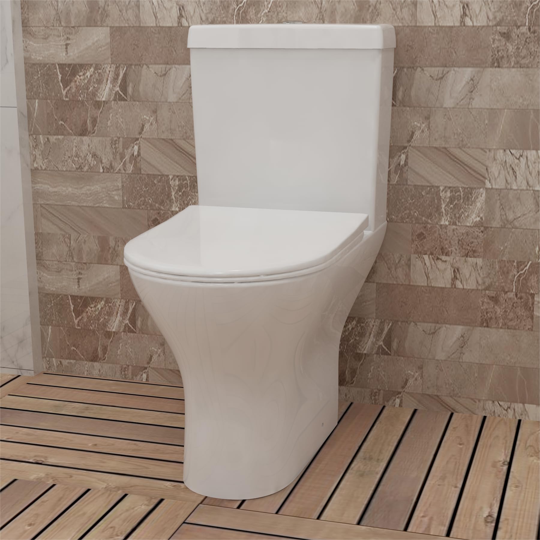 Huibathroom Bathroom Close Coupled Toilet Soft Close Seat WC Pan Cisterm
