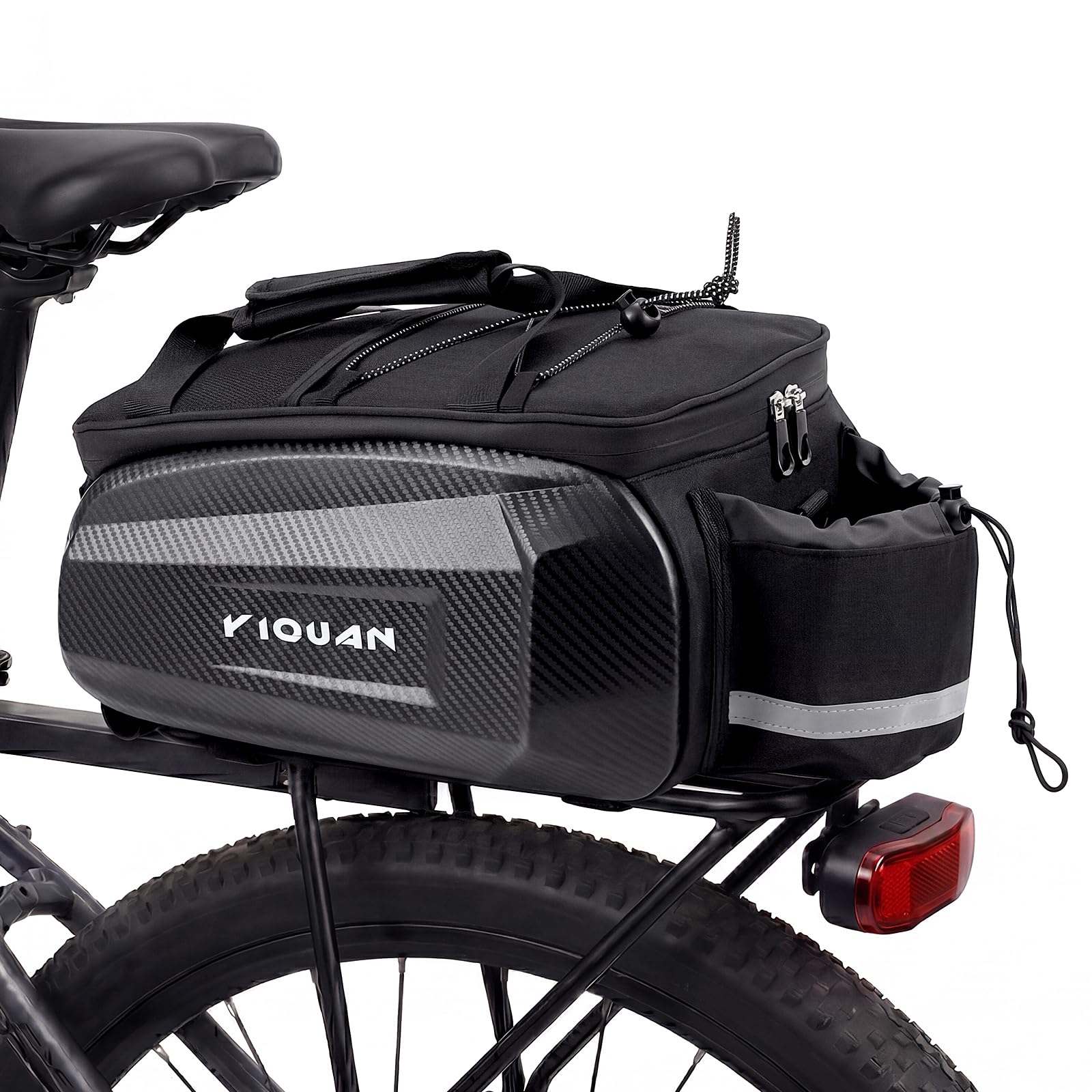 Snorthy 17L Bike Pannier Bag, Large Capacity Bike Rear Rack Bags with Shoulder Strap and Handle, Mountain Electric Bicycle Saddle Handbag Back Seat Bicycle Storage Bag for Cycling Traveling Black