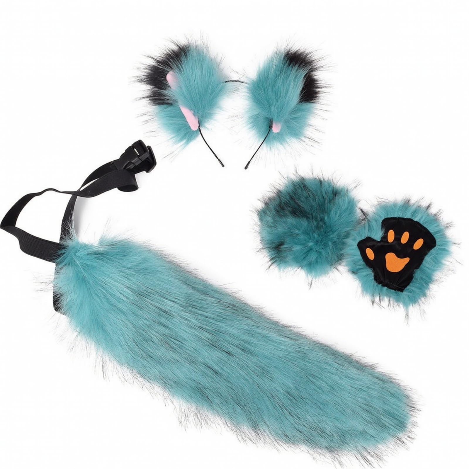 Tier-Kostüm-Set mit, Ohren-Stirnband und Pfotenhandschuhen plüschig Cosplay-Tier-Ensemble leicht -Kostüm-Set für Cosplayer, Halloween