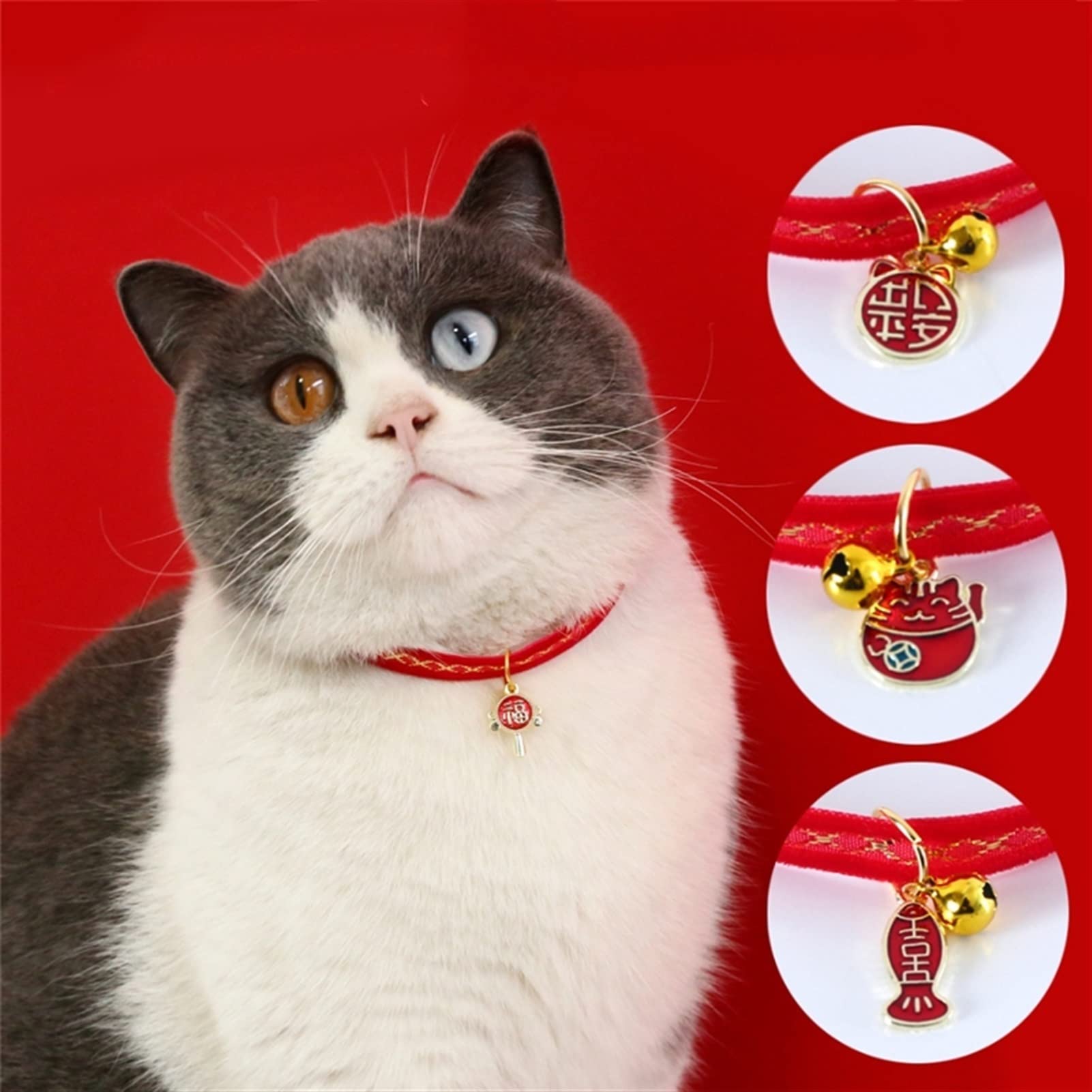 JINGYAN Colliers Velvet Rouge Phnom Penh Collier Collier Fashion Holiday Party Pays Motif Bells Colliers Animaux Puppy Pendentif Collier Accessoires de chaîne(Style 2)