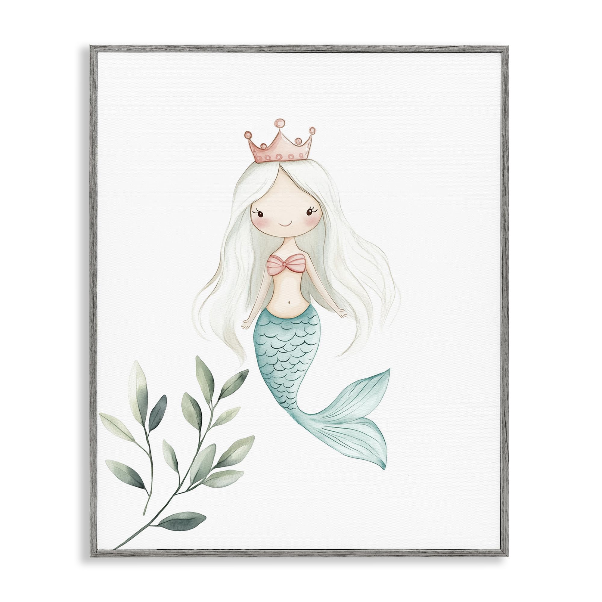 Déco murale princesse sirène Stupell Industries cadre gris 50x40 cm anti-reflet