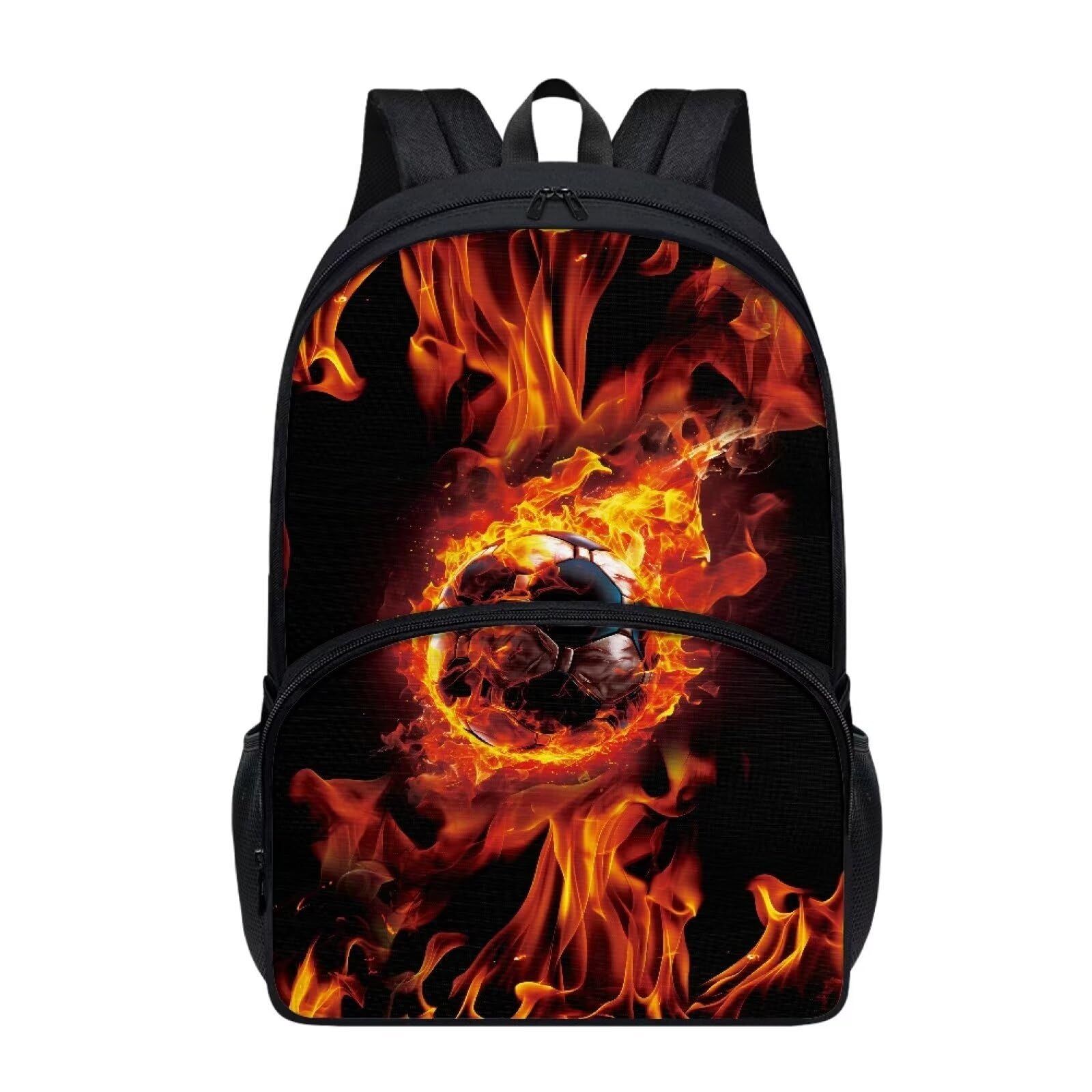 Ice Fire School Backpack for Teen Boys Flame Graphic Children School Bookbags 17 Inch Laptop Backpack Travel Hiking Casual Daypack for Women Men Computer Bag,Red