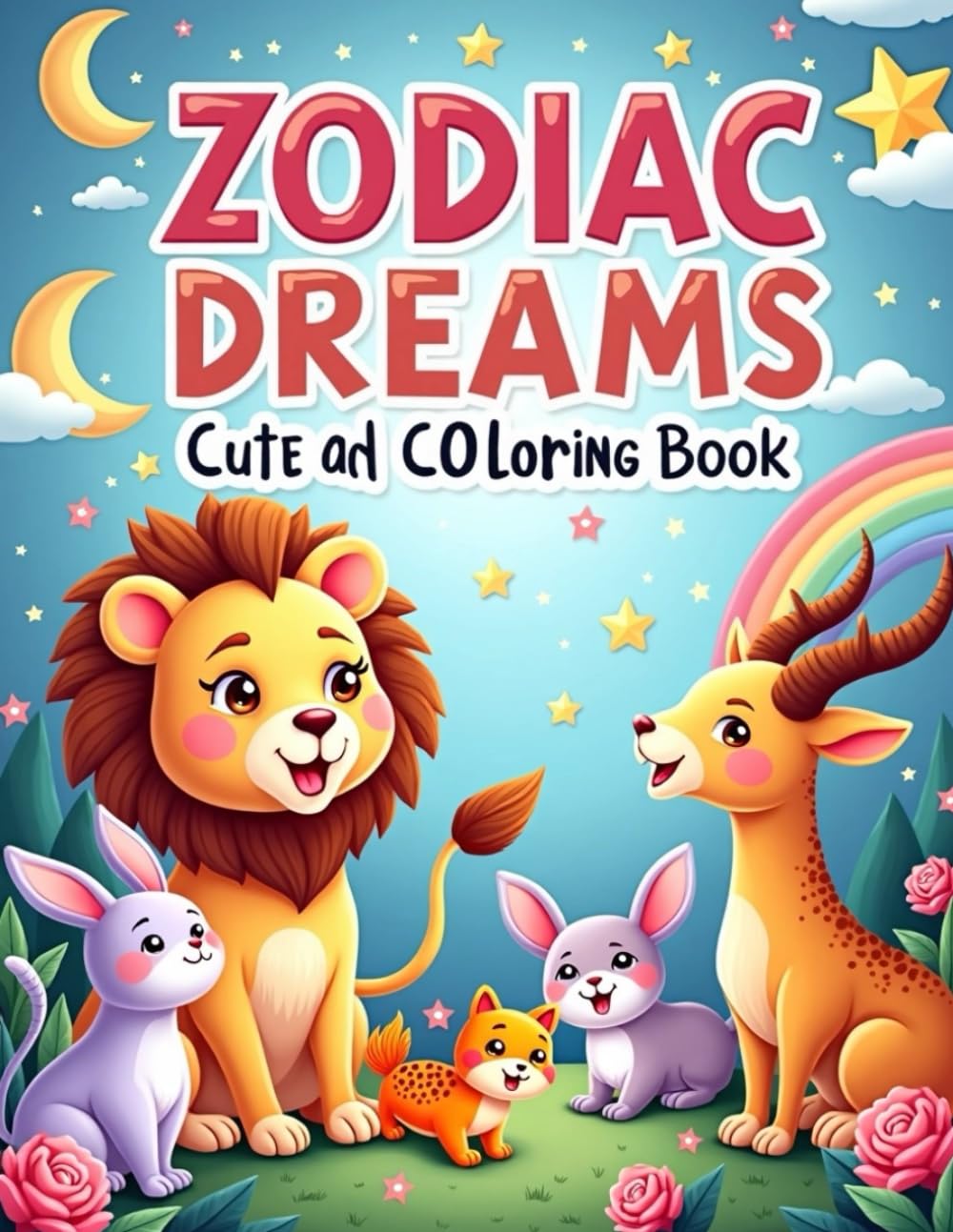 Zodiac Dreams: Cute and Cozy Coloring Book for Kids: Featuring Adorable Animal Characters and Dreamy Scenes