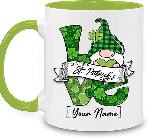 Taza personalizada para el día de San Patricio taza de café con nombre personalizado para el día de San Patricio regalo de trébol irlandés de San
