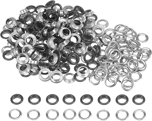 Miniatura 37 de HARFINGTON Juego de 200 ojales redondos de color de 0.394 pulgadas, ojales metálicos con arandelas para álbumes de recortes, zapatos, ropa, lona