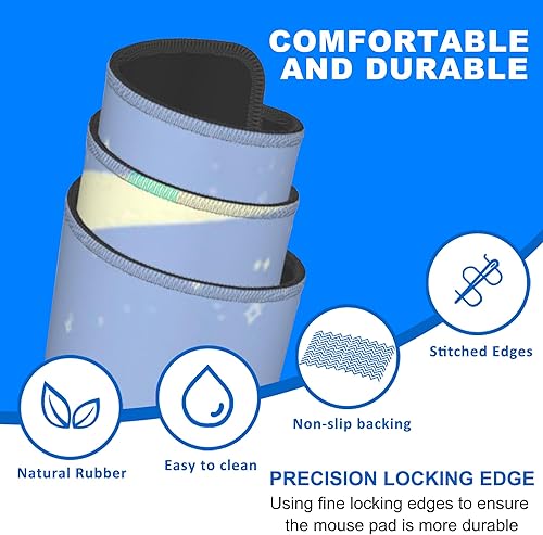 Miniatura 4 de Tapete de escritorio, diseño de anime Moon City Night Scene extendido, grande, 35.4 x 15.7 pulgadas, alfombrilla grande para mouse con base