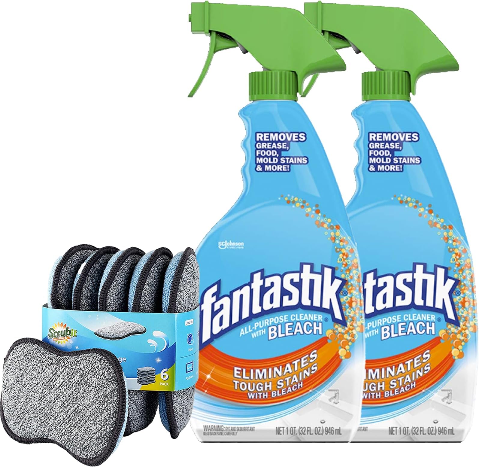 Ezee Space Fantastik Bleach Cleaner Spray 32 Ounce 2 Pack, Fresh Scent, With 6