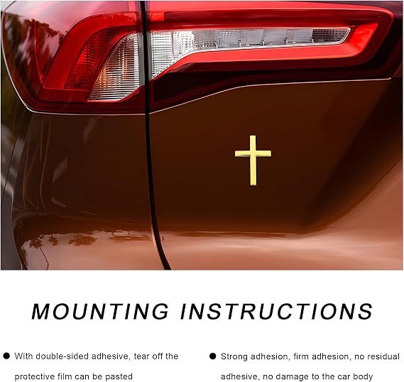 4PCS Metal Christian Cross Emblem Stickers, 2.51.8in 3D Jesus Christ Auto Emblem Badge Decal, Self-Adhesive Styling Cross Decal Decoration for Trunk Tailgate Side Fender (Golden)