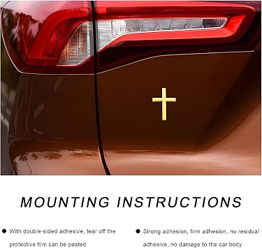 4PCS Metal Christian Cross Emblem Stickers, 2.51.8in 3D Jesus Christ Auto Emblem Badge Decal, Self-Adhesive Styling Cross Decal Decoration for Trunk Tailgate Side Fender (Golden)