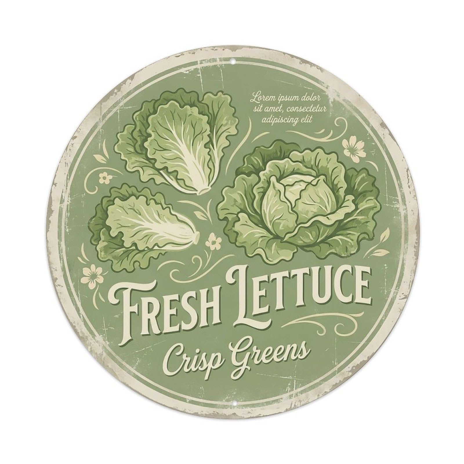 Cxhjca 8X8inch(20X20cm) Vintage Cottagecore Garden Lettuce Leafy Crisp Metal Tin Sign
