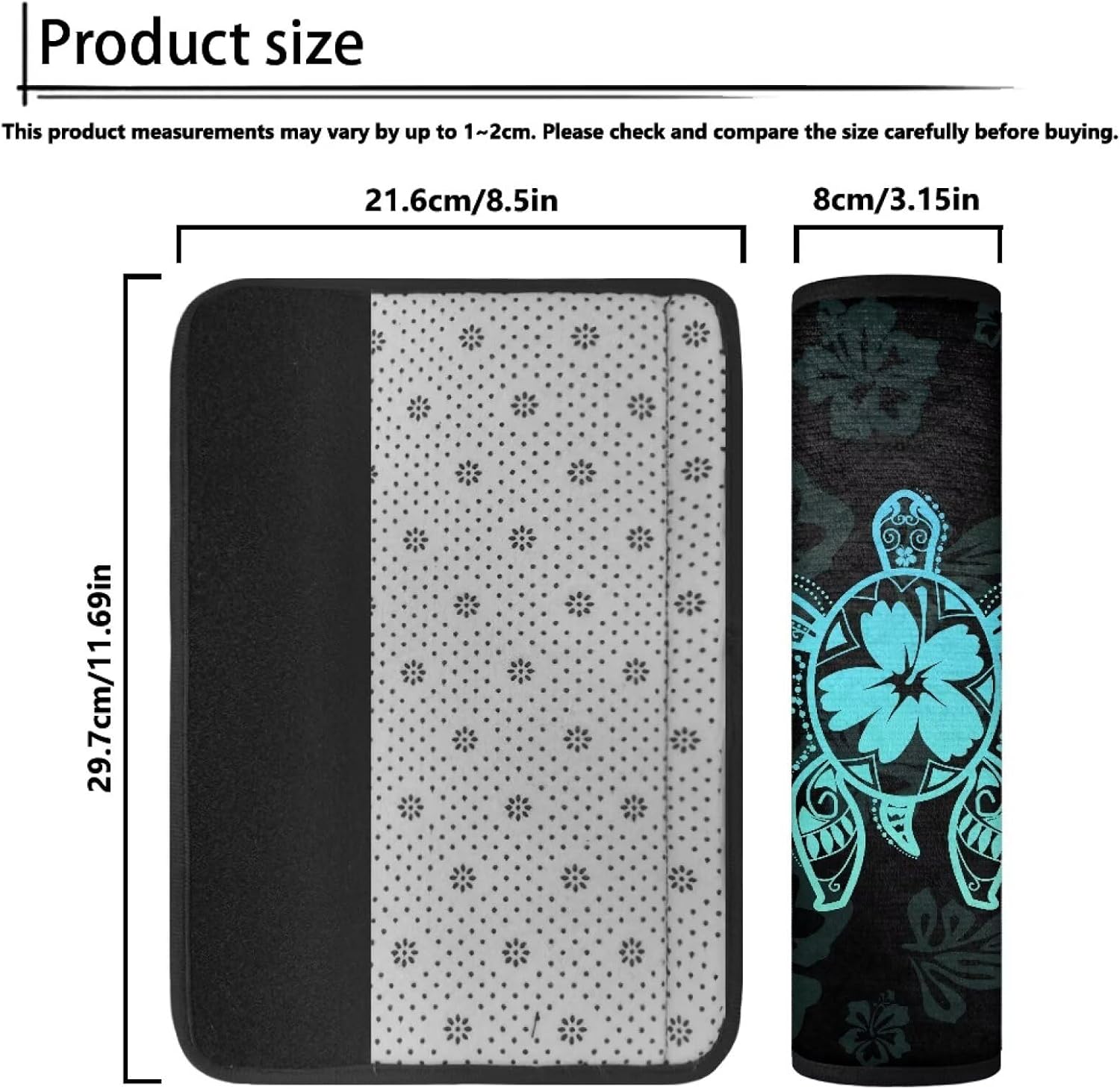 2 Pack Turtle Seat Belt Pads Hibiscus Plush Shoulder Strap Covers, Comfortable Seatbelt Cushion Protector for Neck, Universal Fit for Car Truck SUV, Ocean Theme Auto Decor,Teal