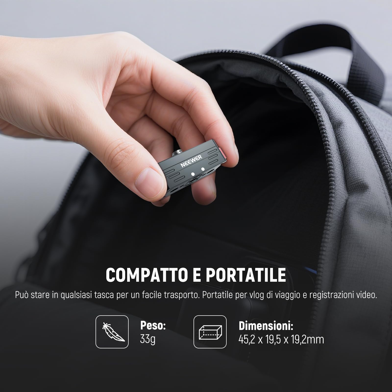 NEEWER Supporto Sgancio Rapido Compatibile con Insta360 X5 X4 X3 AcePro AcePro 2, Adattatore Magnetico con Vite 1/4" e Foro Filettato, Attacco 2 Punte Compatibile con GoPro Accessori Action Cam, GP-88
