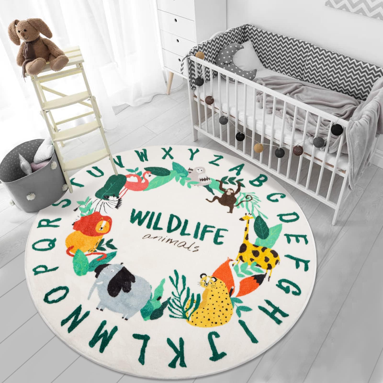 Abeigoi Dinosaur Rug 3x5Ft ABC Animal Kids Play Rug Letter