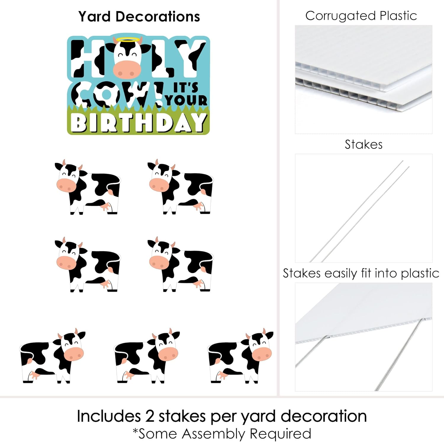 Big Dot of Happiness Holy Cow - It's Your Birthday - Yard Sign and Outdoor Lawn Decorations - Funny Birthday Prank Yard Signs - Set of 8