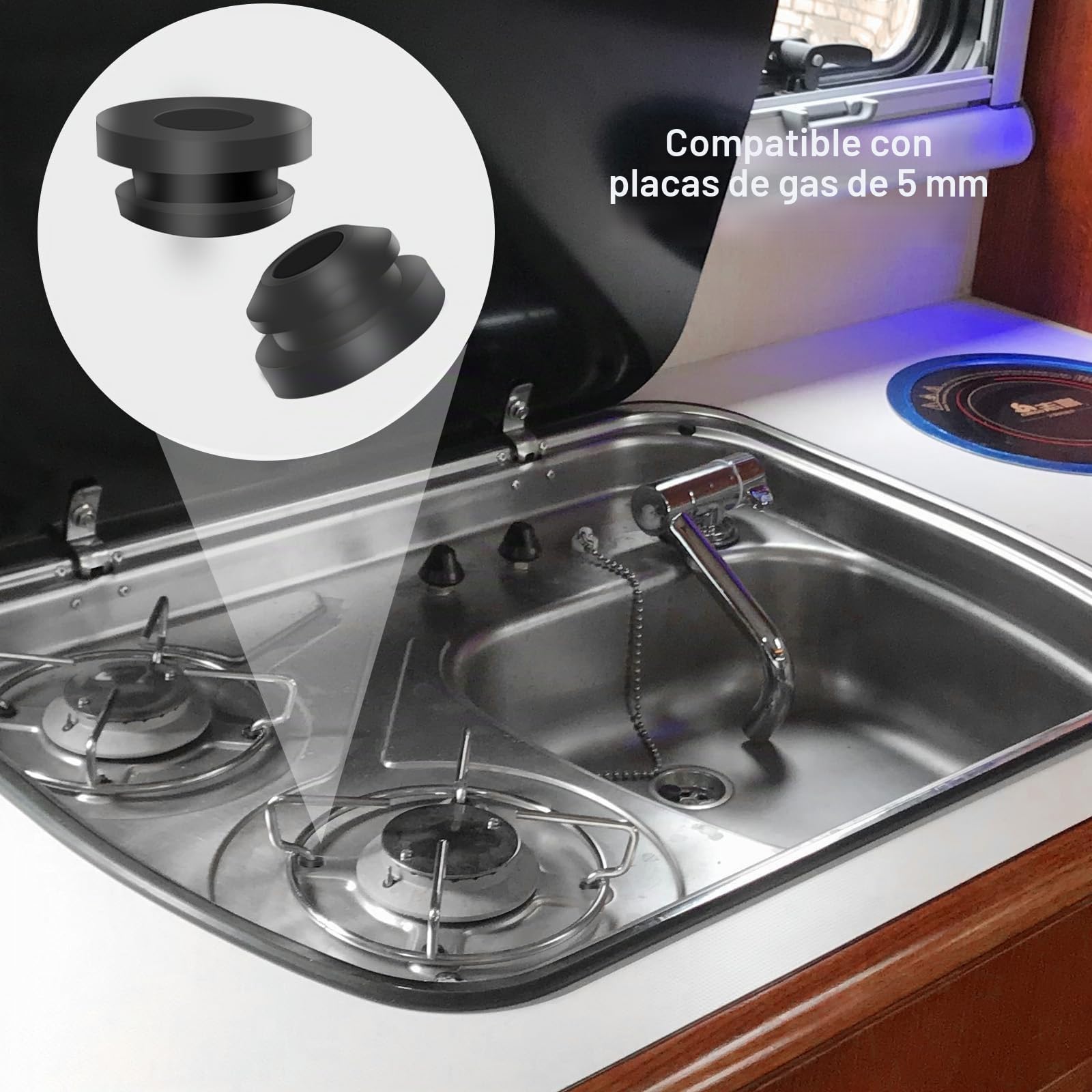 30 Pcs Pies de Goma para Hornillos de Autocaravanas, Conductos de Goma, Tapones de Goma de Protección Compatibles para Dometic Smev Thetford Varillas de 5mm Autocaravana Accesorios