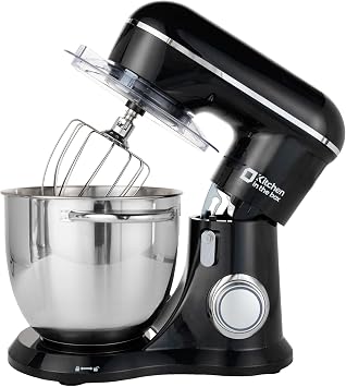 Kitchen in the box Stand Mixer, 6L Electric Food Mixer with 10 Speeds, 1300W Kitchen Appliance for Home Baking, Colorful Design Baking Tool for Bread Dough Cake with Dough Hook, Whisk, Beater Black