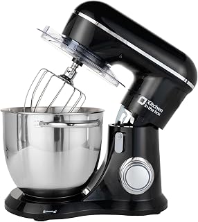 Kitchen in the box Stand Mixer, 6L Electric Food Mixer with 10 Speeds, 1300W Kitchen Appliance for Home Baking, Colorful Design Baking Tool for Bread Dough Cake with Dough Hook, Whisk, Beater (Black)