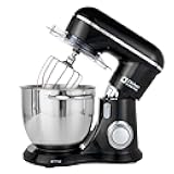 Kitchen in the box Stand Mixer, 6.5QT Electric Food Mixer, 10 Speeds 3-IN-1 Kitchen Mixer for Daily Use with Egg Whisk,Dough Hook,Flat Beater (Black)