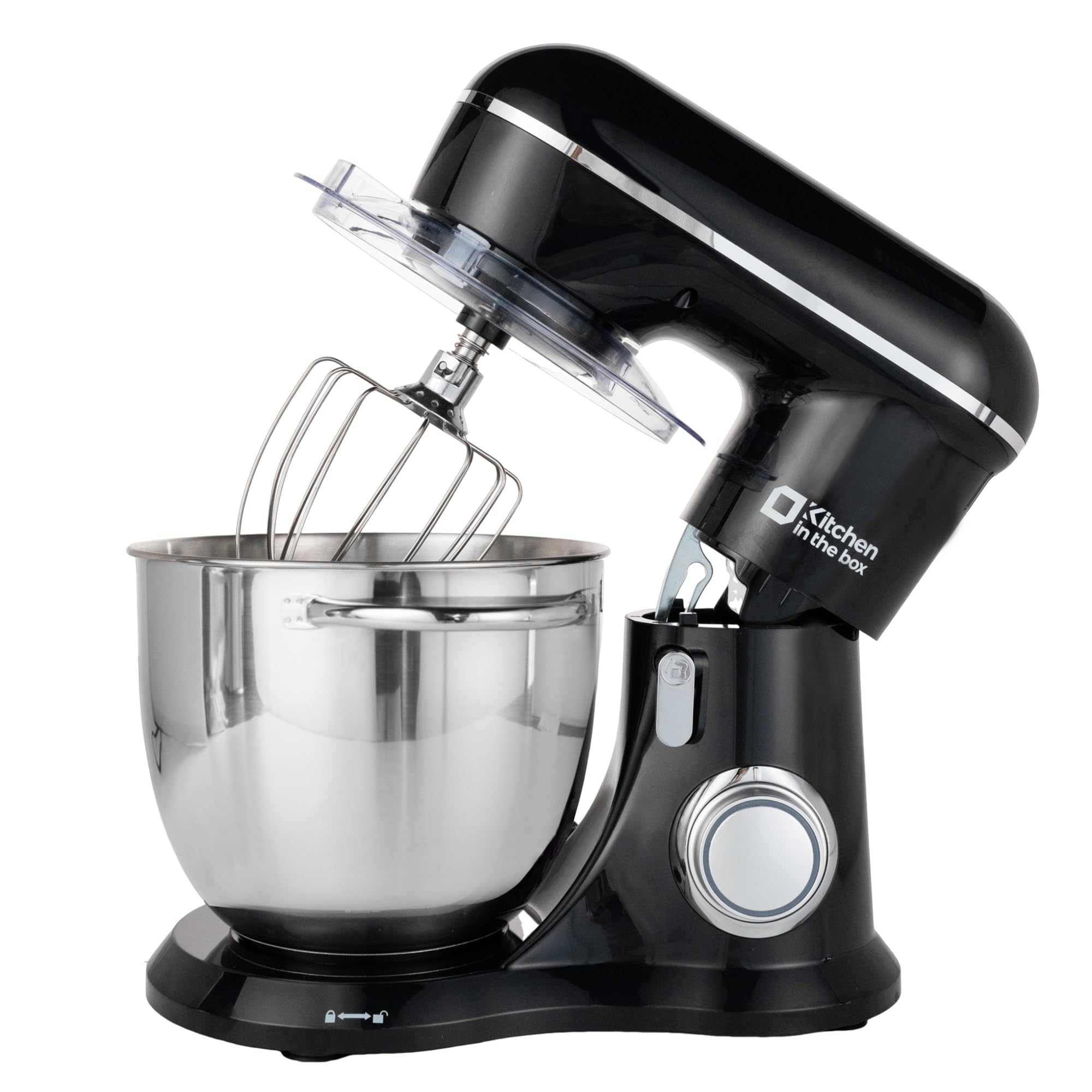 Kitchen in the box Stand Mixer, 6L Electric Food Mixer with 10 Speeds, 1300W Kitchen Appliance for Home Baking, Colorful Design Baking Tool for Bread Dough Cake with Dough Hook, Whisk, Beater (Black)