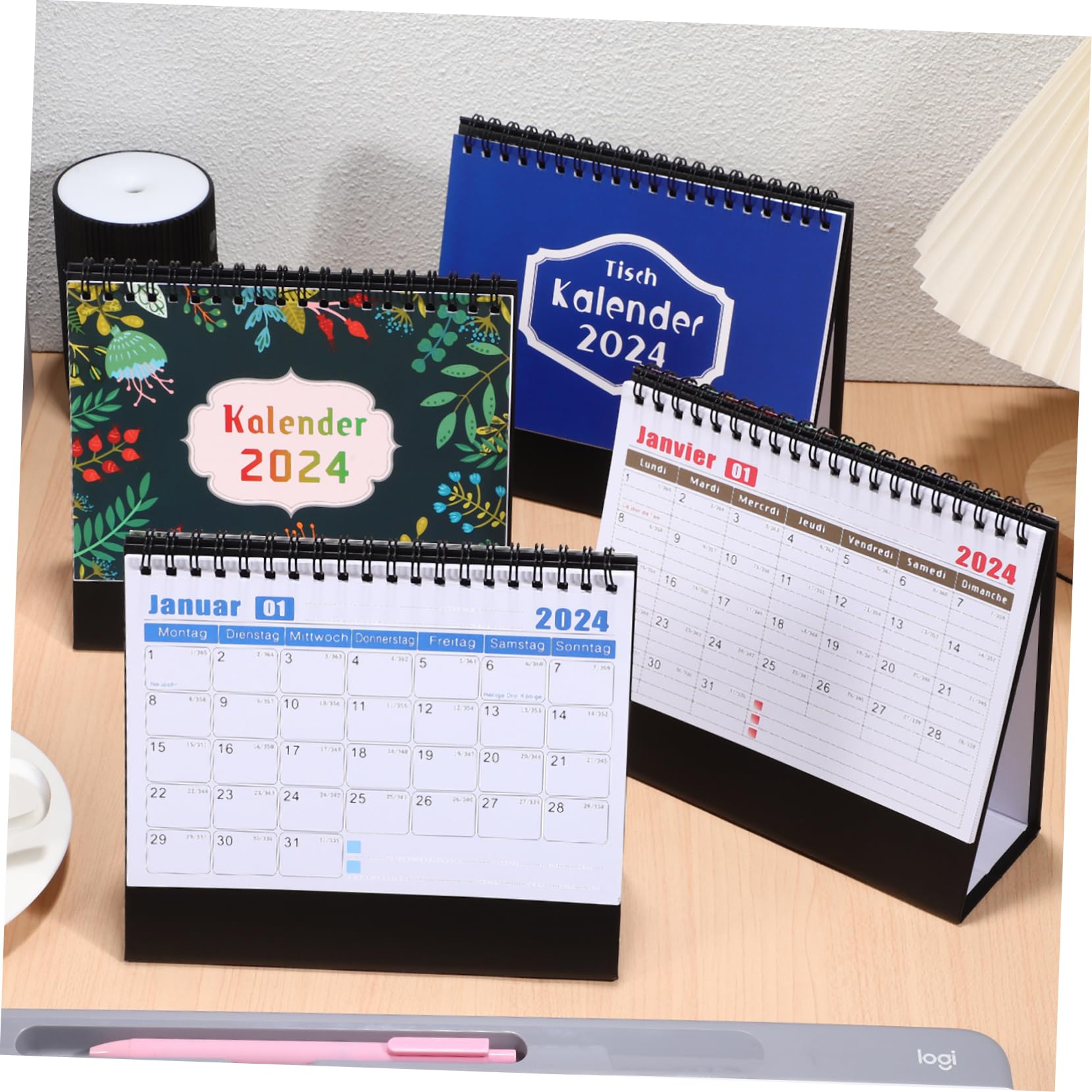ABOOFAN 4stücke Tischkalender mit Zwei Spiralen Kleiner Standkalender für Büro und Zuhause Deutschsprachig Terminkalender als Hilfsmittel für Organisation