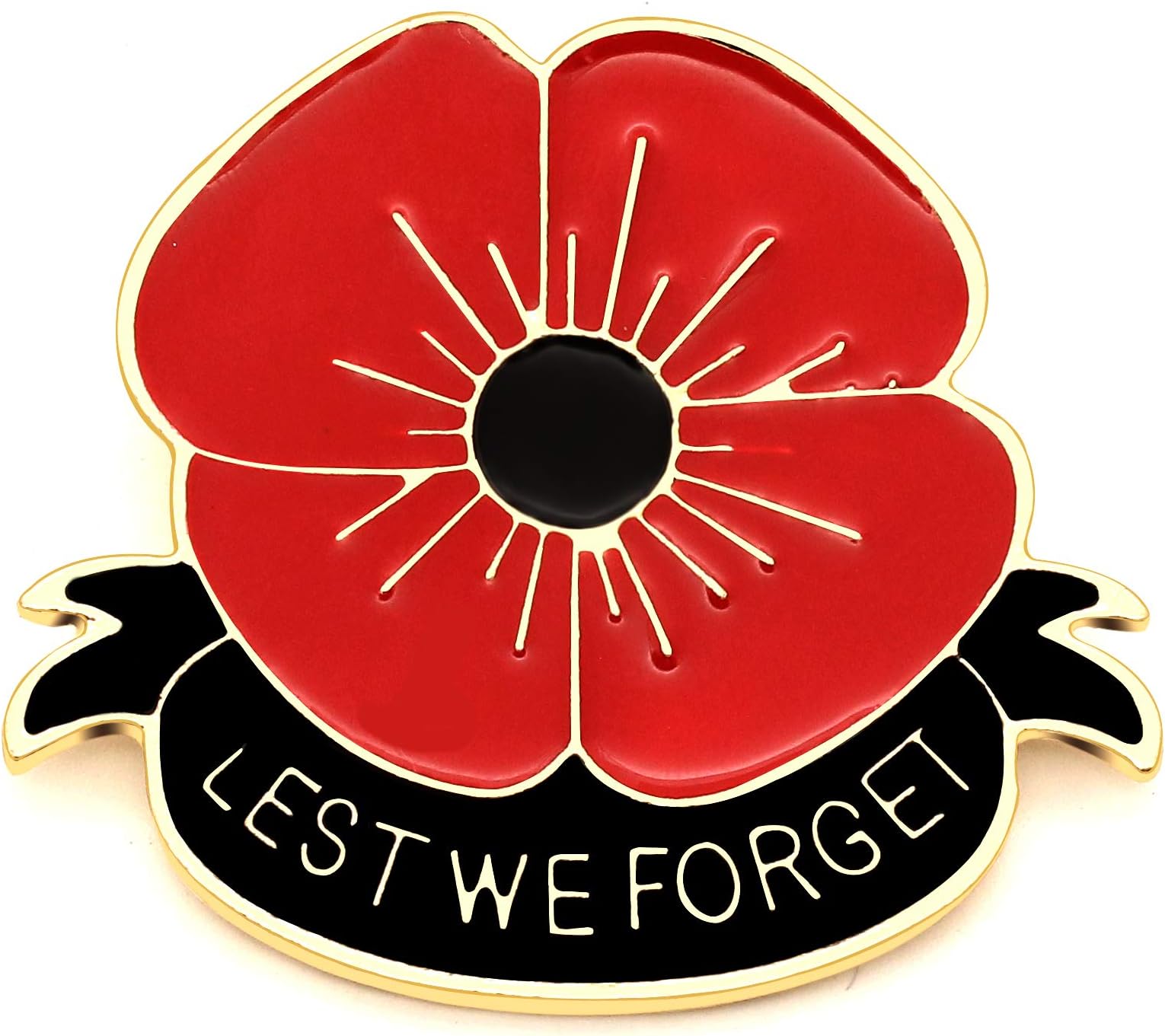 Lest We Forget Red Poppy Flower Brooch Broach Remembrance Memorial Day Jewelry (1pcs)