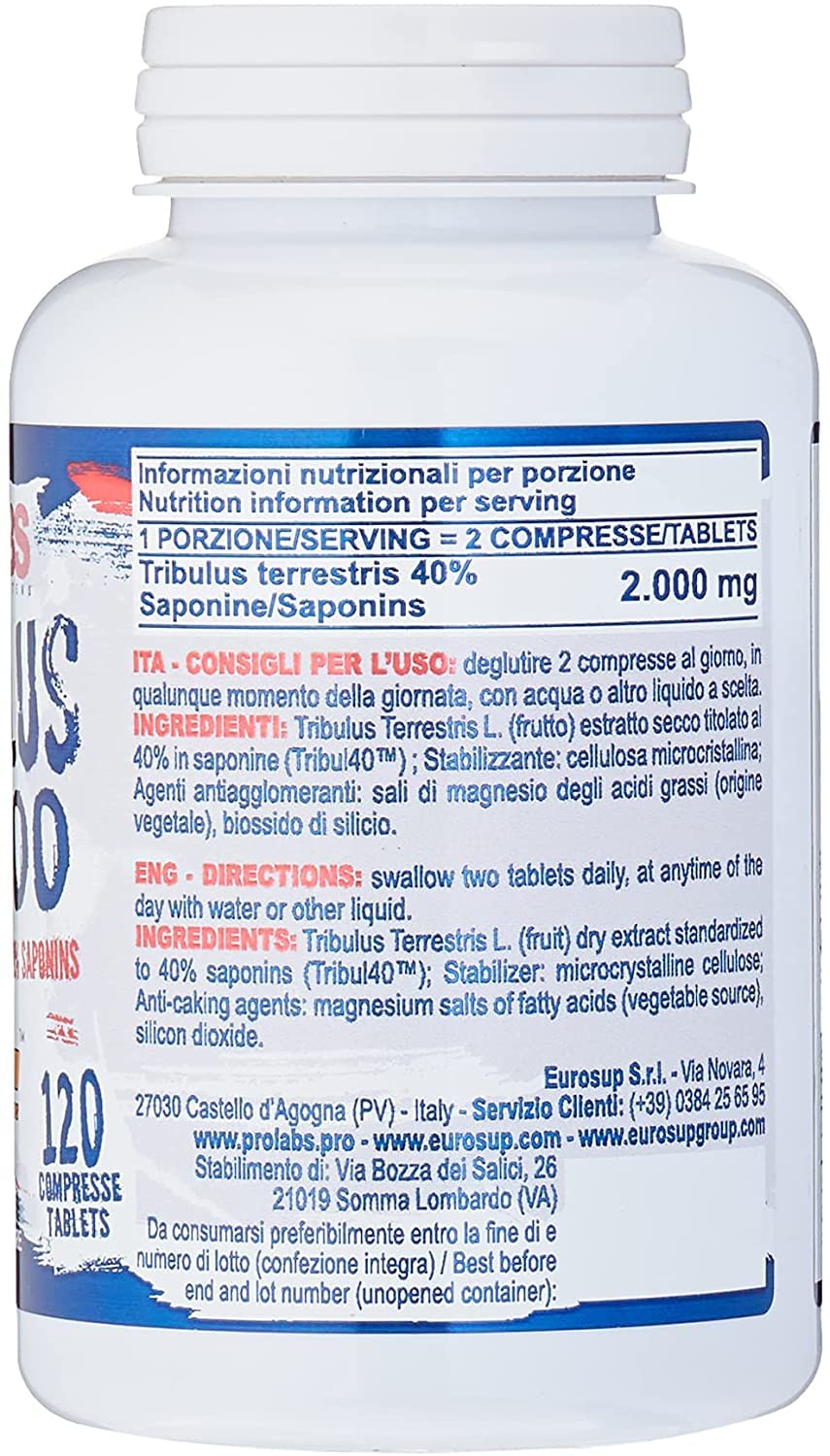 Tribulus Terrestris 1000 mg - 240 compresse - aumento forza e potenza.