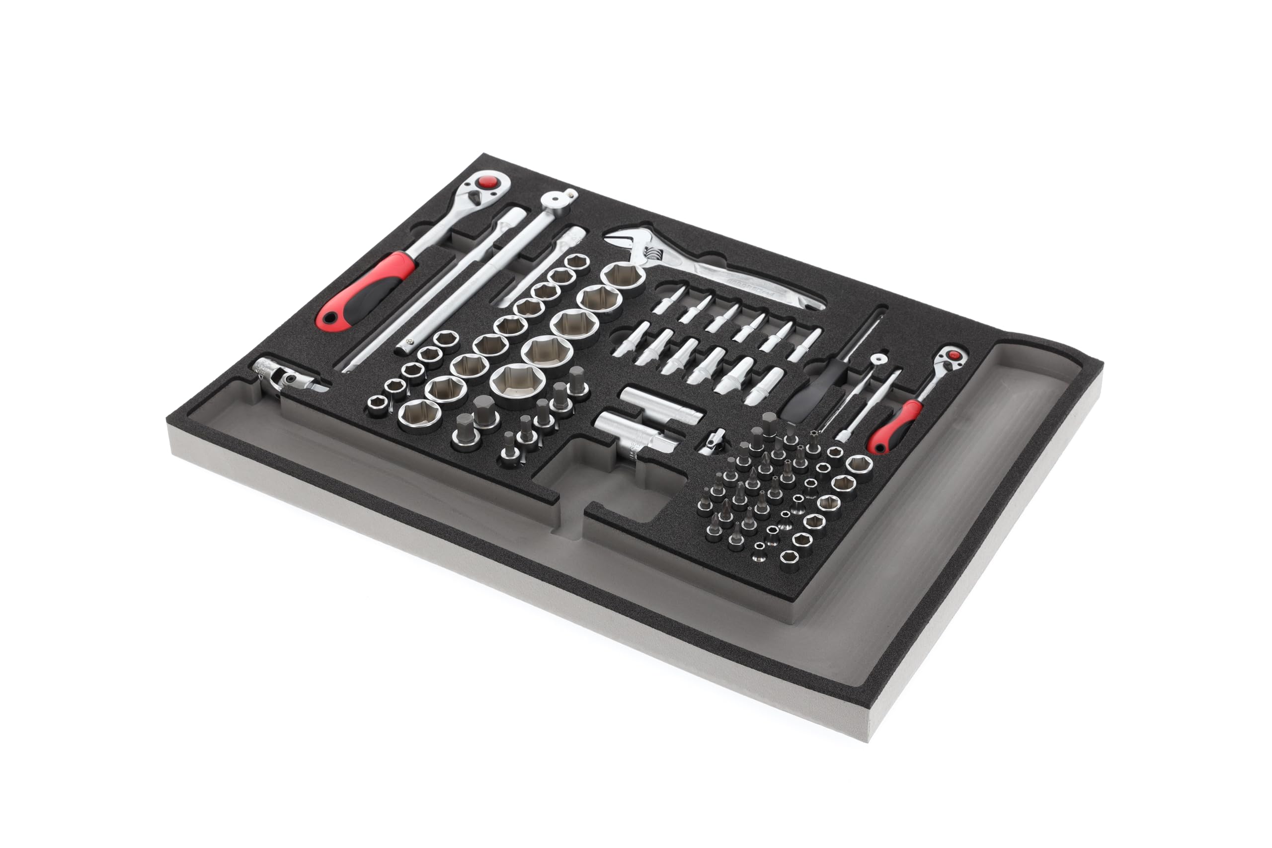 GEDORE zestaw kluczy nasadowych 1/4" + 1/2" i akcesoria w module piankowym 3/3, 84-częściowy