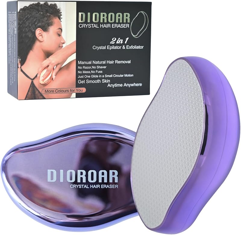 Crystal Hair Remover,Painless Reusable Hair Removal for Women & Men | Upgraded Magic Crystal Hair Eraser,Gentle Nano Glass Exfoliation Epilator,Silky Smooth for Legs,Arms(Violet)