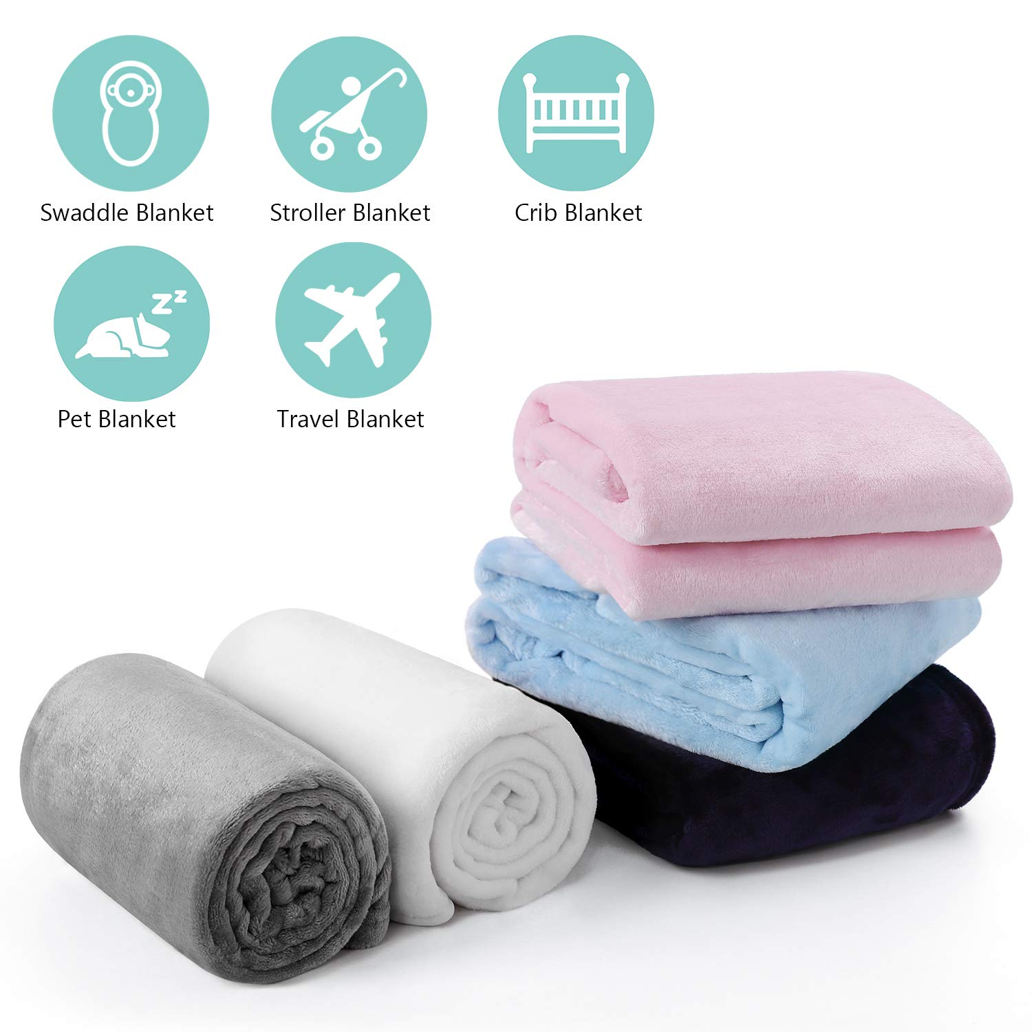 TILLYOU Manta de franela para niños, cálida y acogedora manta de bebé para niños y niñas, manta ligera y suave para ropa de cama, cuna, cochecito, 40 x 50 pulgadas, rosa