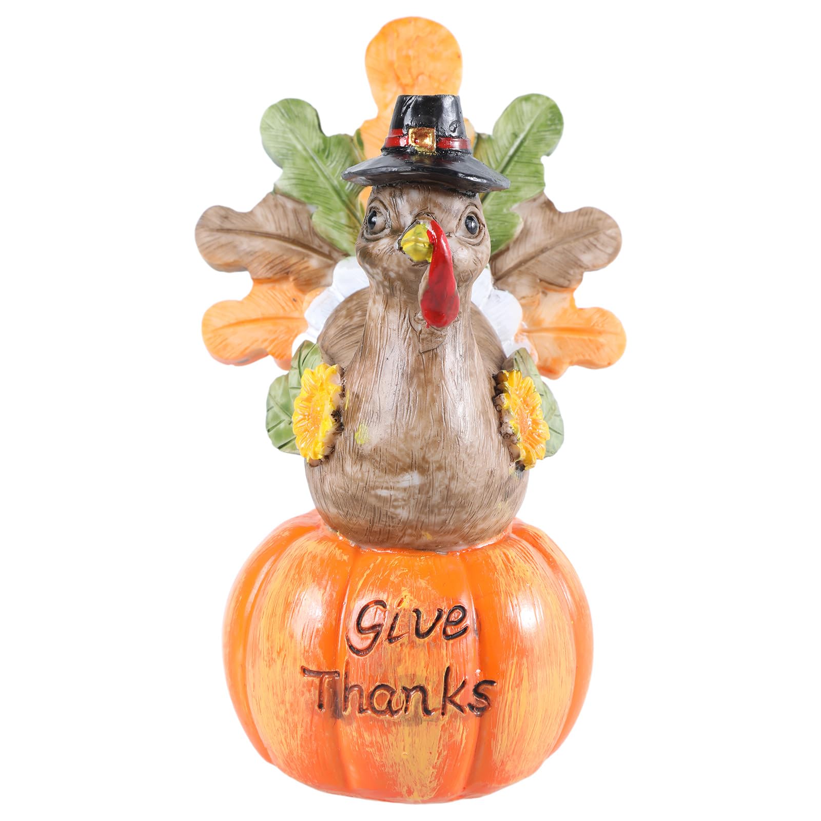 NEWFT Thanksgiving Day Pumpkin Turkey Statues Resin Figurines Ornament Autumn Fall Harvest Dining Tablet Decoration Halloween