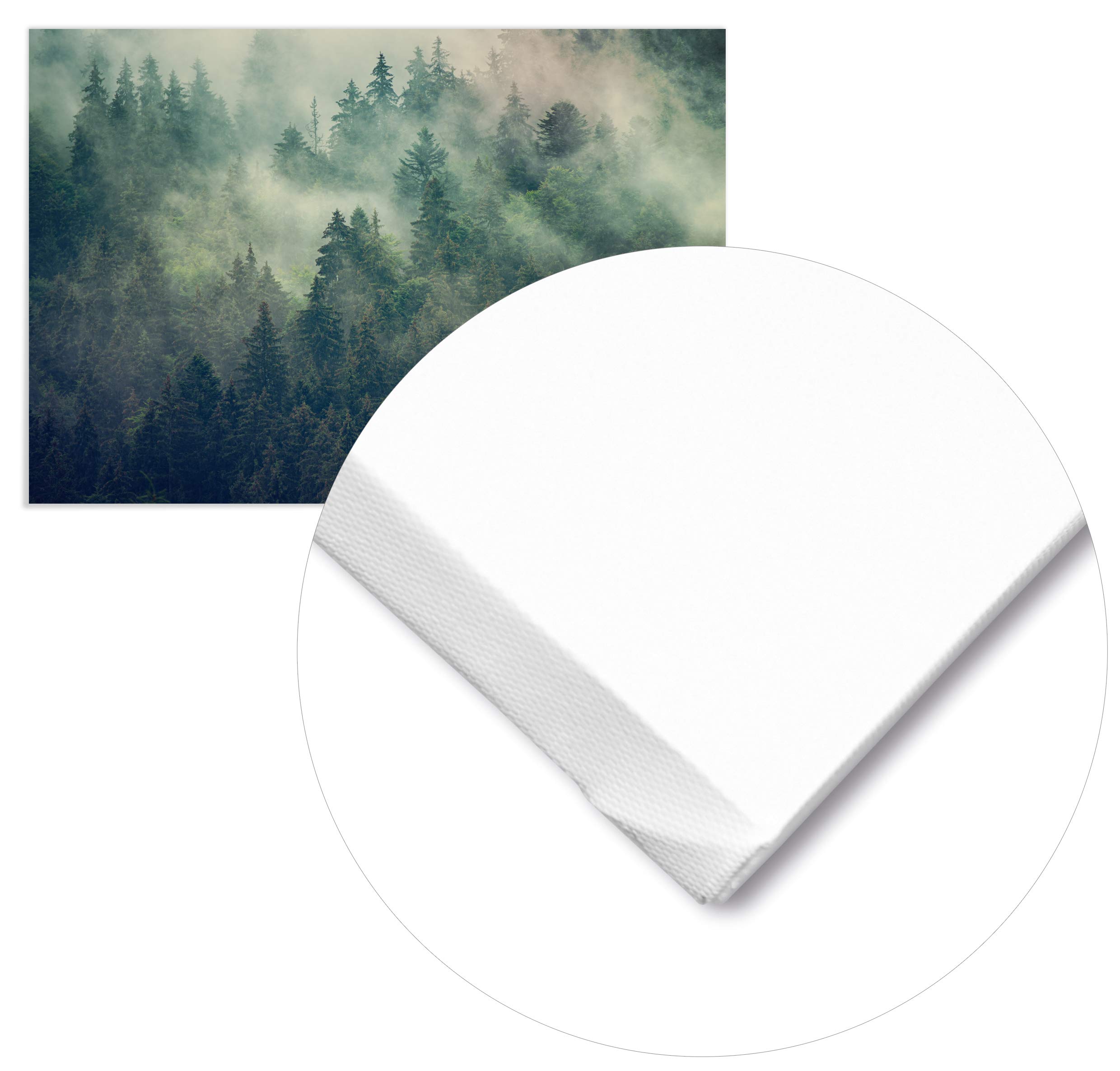 Panorama Quadro su Tela Canvas Stampe da Parete Foresta con Nebbia 100 x 70 cm - Telaio in Legno Incluso - Quadri Moderni Soggiorno