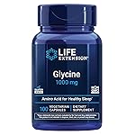 Life Extension Glycine, 1000 mg, Amino Acid That Promotes Healthy Sleep, Gluten-Free, Non-GMO, Vegetarian, 100 Capsules