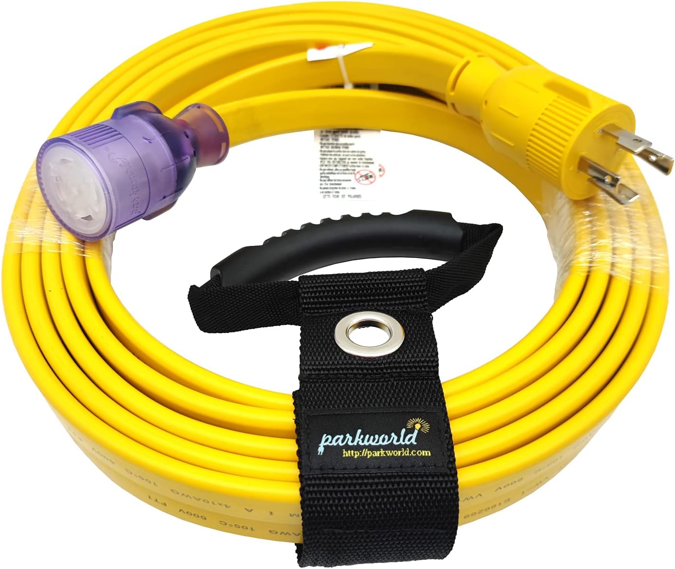 Parkworld Generator 4-Prong 30amp Flat Extension Cord for Transfer Switch and EV Charger, NEMA L14-30P to L14-30R Female with Lighted. (25FT)