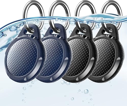 Funda impermeable para Airtag, paquete de 4 llaveros compatibles con Apple AirTags, funda protectora duradera con llaverocorrea para equipaje,