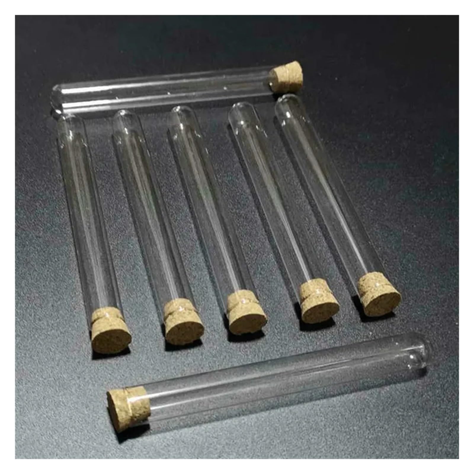 MENGKE 8 ml 24 Stück/Los 13 x 100 mm Reagenzgläser mit rundem Boden aus transparentem Glas mit Korkverschluss für Arten von Labor/Schule