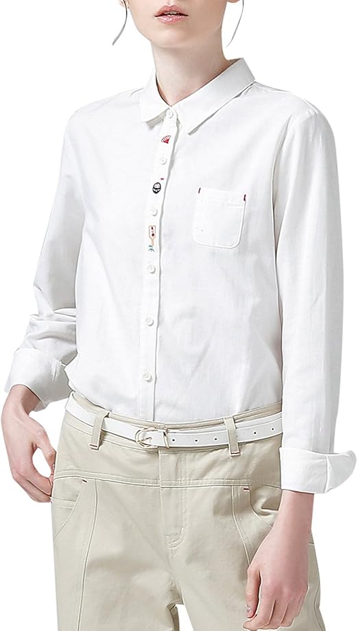 Amazon トゥーユース Toyouth レディース ブラウス 前立て 刺繍 和柄 長袖 コットン かわいい 清楚 シンプル シャツ オフホワイト Xl シャツ ブラウス 通販