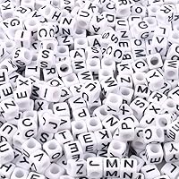 Vista 13 de 900 cuentas acrílicas de letras del alfabeto, letras coloridas del alfabeto, cuentas de cubo negro para pulseras de la amistad y regalos