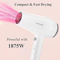 Vista 6 de Hair Dryer, 1875W Compact Hair Blow Dryer, with Diffuser and Concentrator, White