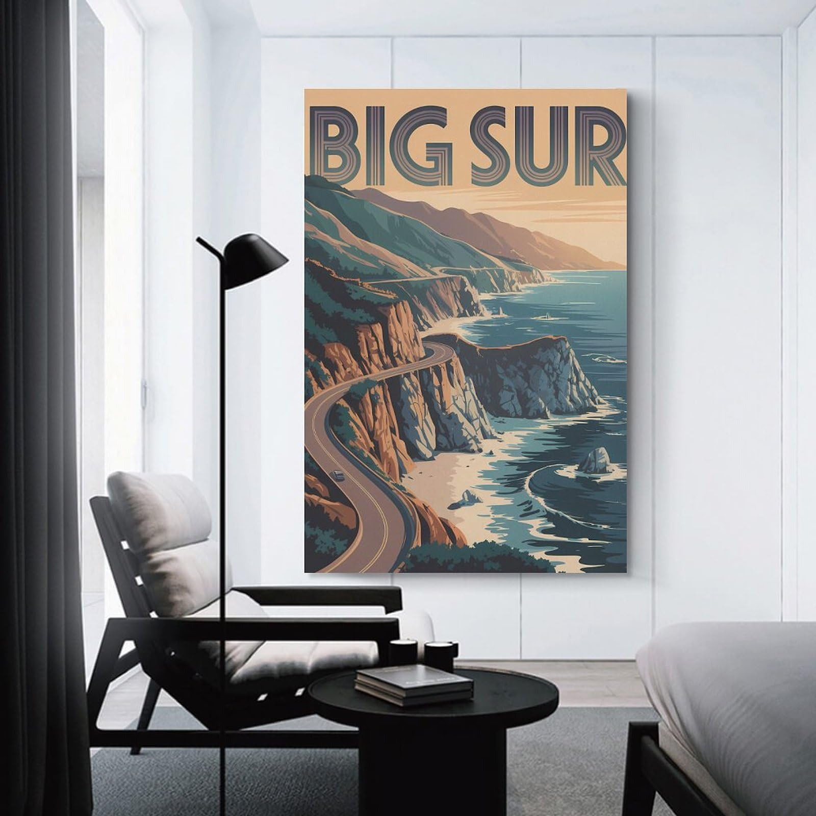 Junmoney Big Sur Coastal Highway Canvas Wall Art, 20x30inch(50x75cm), for Living Room, Bedroom, Office Or Hallway, Versatile Wall Decor for Many Rooms