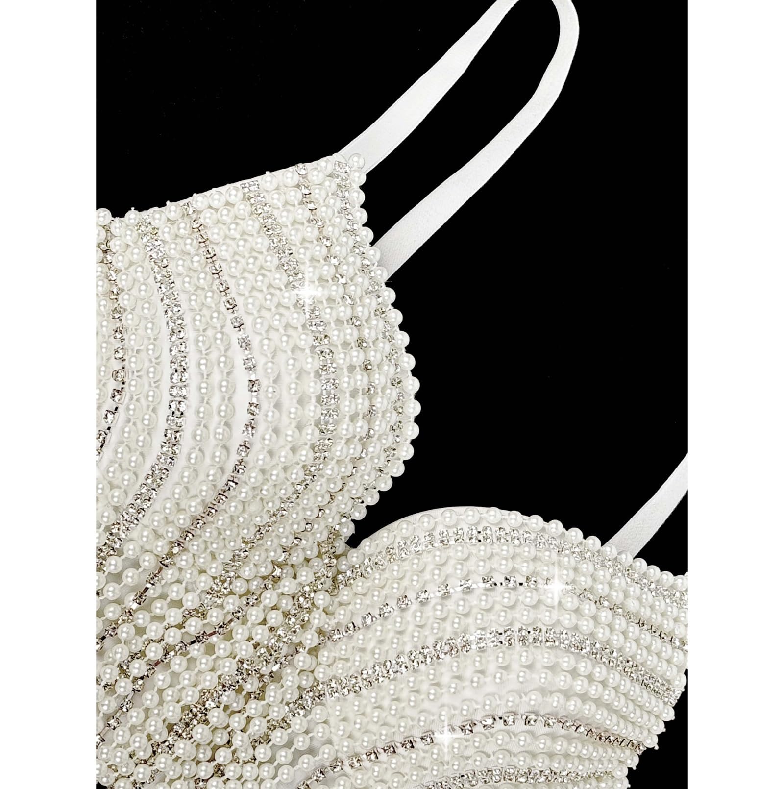 Top Corsetto con Paillettes, Strass e Nappine da Donna Top Scintillante da Sera