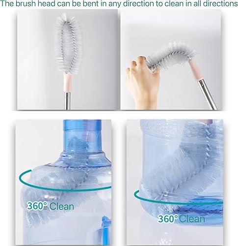Miniatura 4 de LUFOX Paquete de 2 cepillos de botella de 28 pulgadas de largo, cepillo limpiador de botellas de 3 y 5 galones, cepillo de limpieza de botellas de