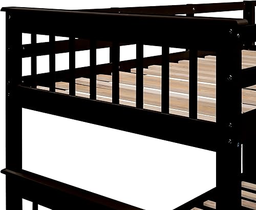 Miniatura 147 de Merax Litera de escalera individual sobre matrimonial con nido, escalera de almacenamiento y barandilla de longitud completa, litera de