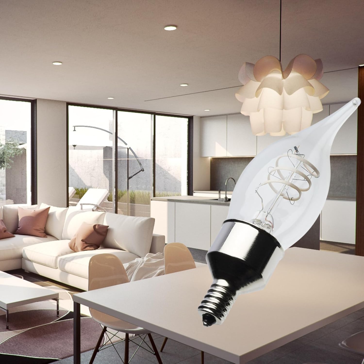 Satco 4W LED CA11 Light Bulb 2700K Warm White 350 Lumens Clear Glass E12 Candelabra Base Dimmable 360 Degree Beam Enclosed Fixture Rated 120V S10524 (6 Pack of 2 Bulbs)