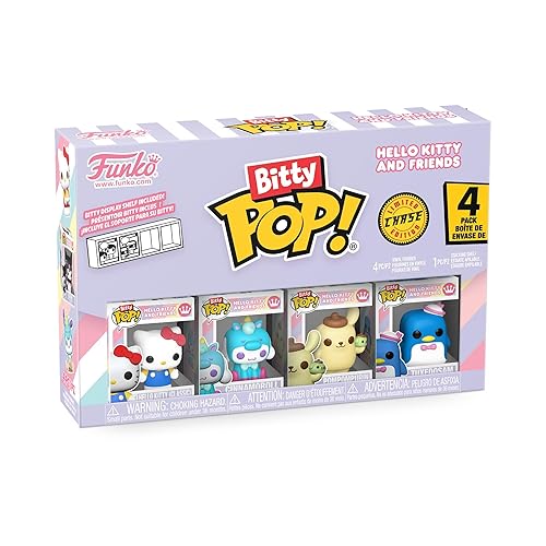 Funko Pop! Bitty: Sanrio - Hello Kitty (Classic), Cinnamoroll, Pompompurin, and A Surprise Mystery Mini Figure - 0.9 Inch (2.2 Cm) - Hello Kitty Collectable - Stackable Display Shelf Included
